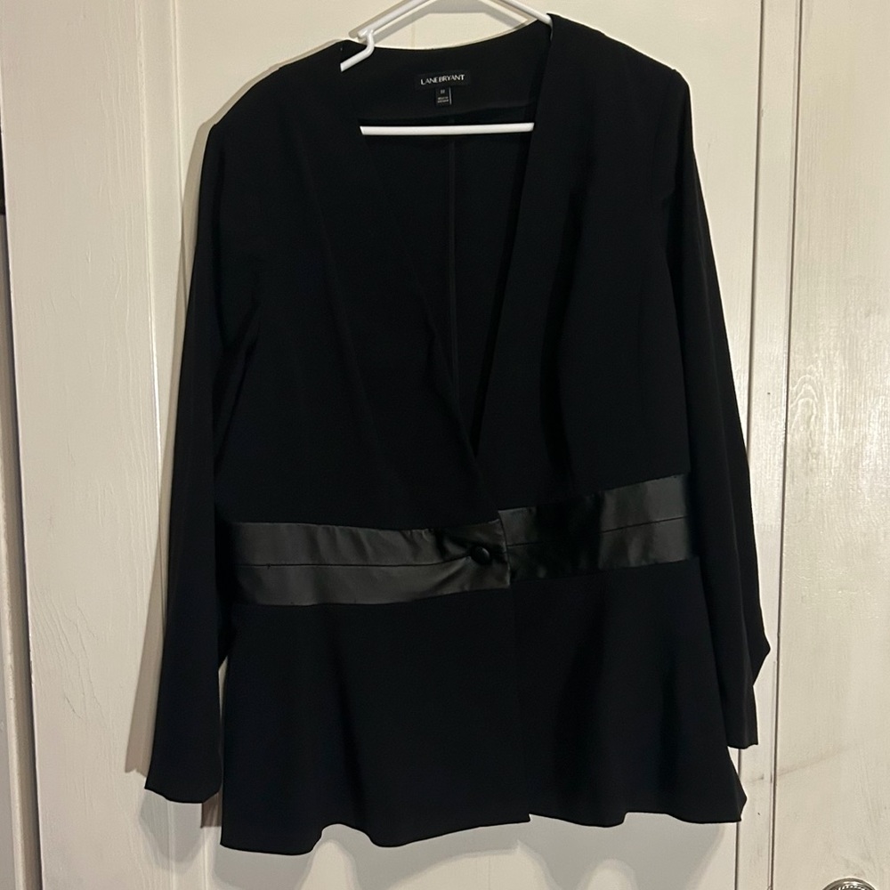 Lane Bryant Ponte Stretch Black Blazer Lined Satin Waistband Women’s Size 22